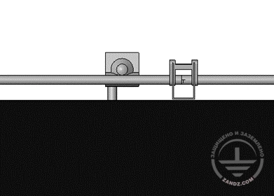 опускаем проводник с держателем на плоскость парапета