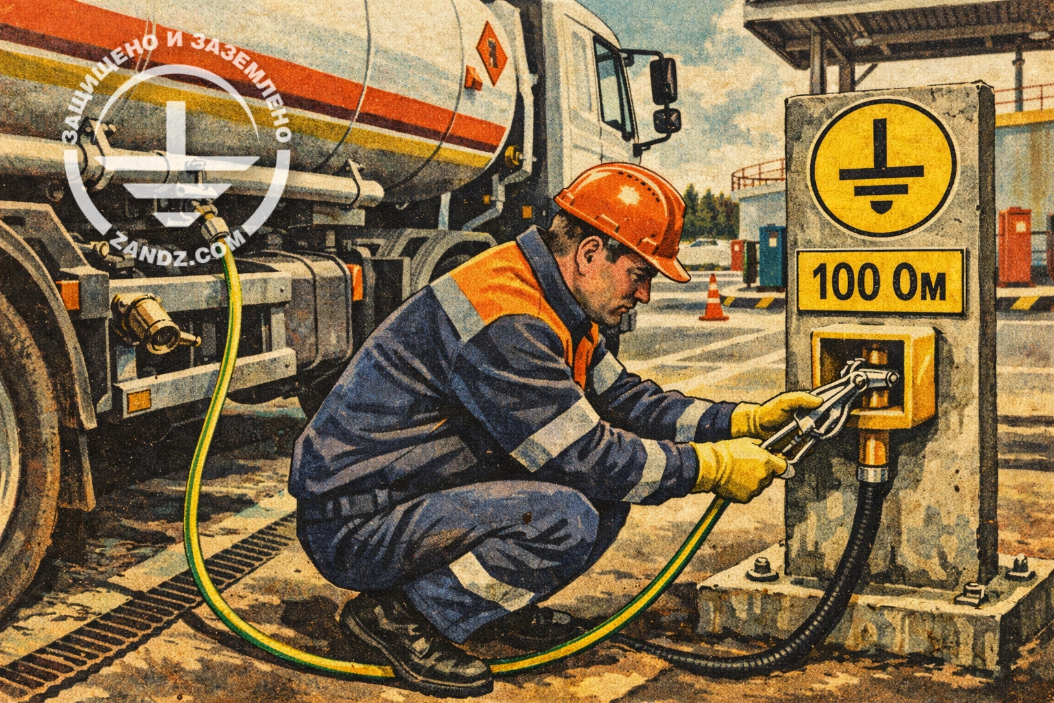 Подключение заземляющего проводника бензовоза