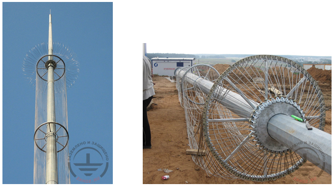 Стержневой молниеотвод с расщепленной боковой поверхностью