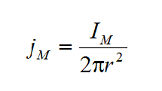 Формула плотности тока (зависимость от радиуса)