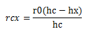 The width of the horizontal cross-section in the center between the lightning rods at the height of hx