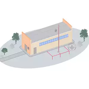 Lightning protection and grounding project of a closed stationary gas-distributing plant