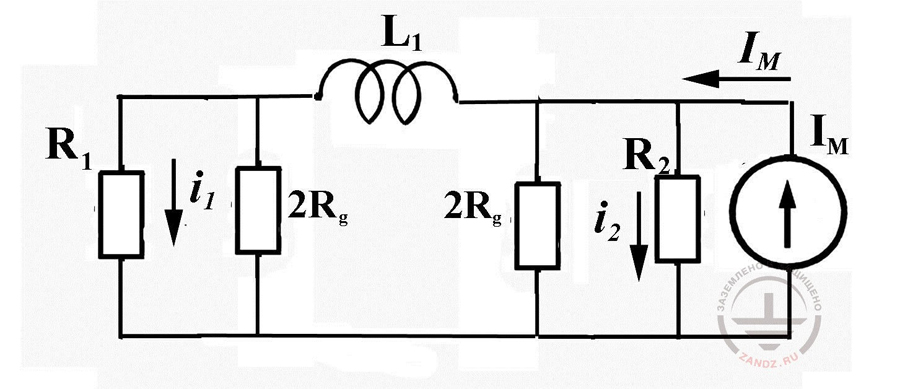 Fig. 11. To the justification of the equivalent circuit of underground utility system in conductive ground