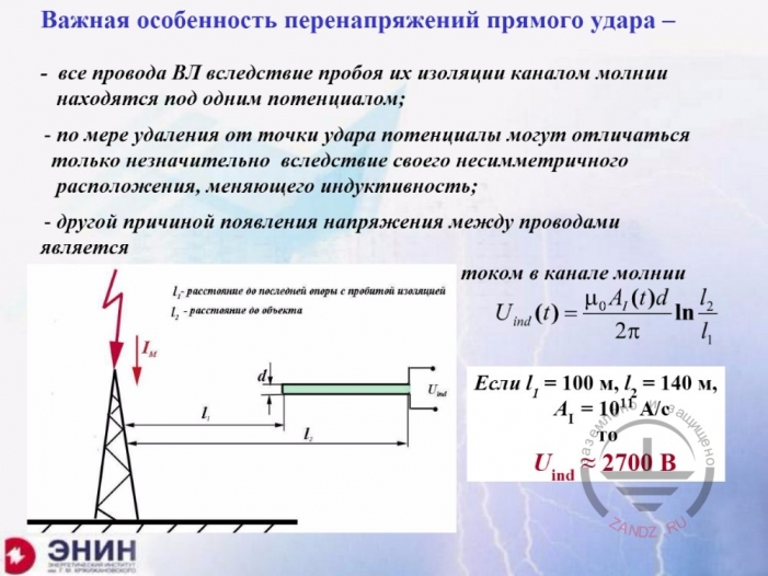 Важная особенность перенапряжений прямого удара