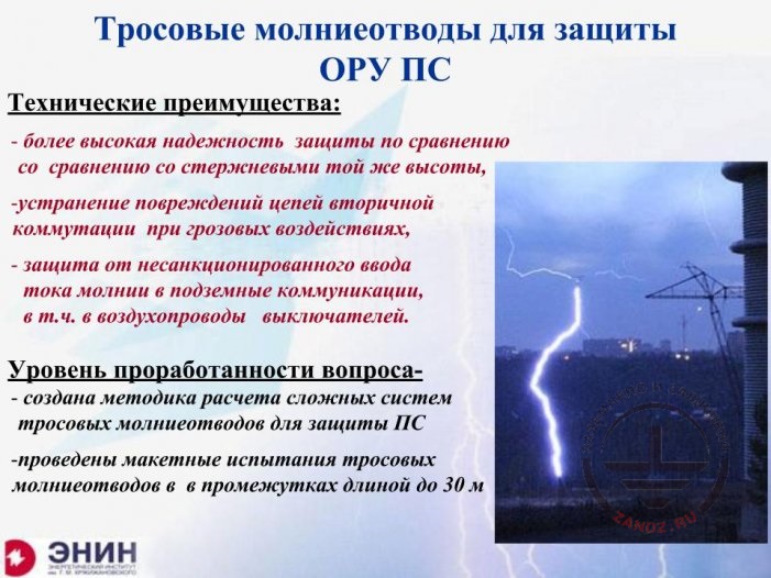 Тросовые молниеотводы для защиты ОРУ ПС