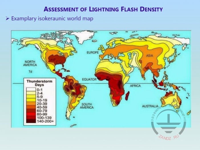 Map of thunderstorms