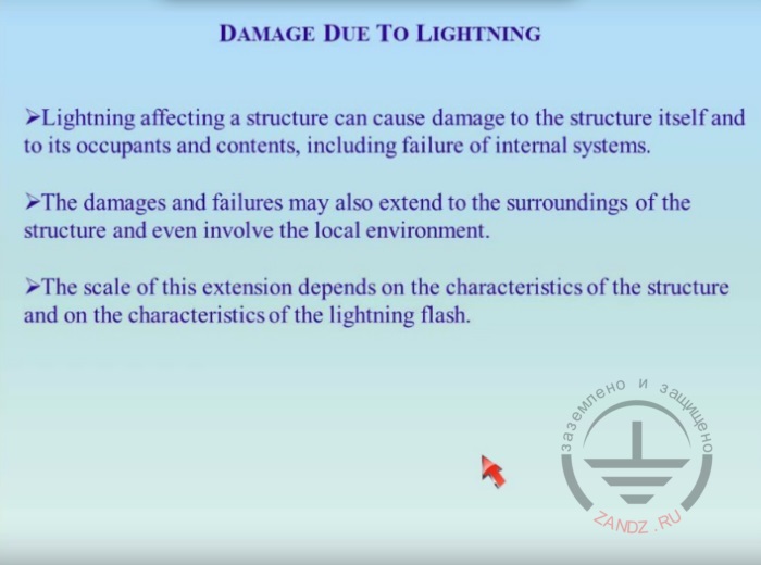 Damage due to lightning strike