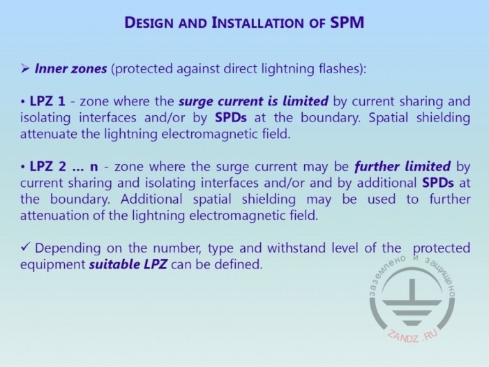 Внутренние зоны защиты LPZ