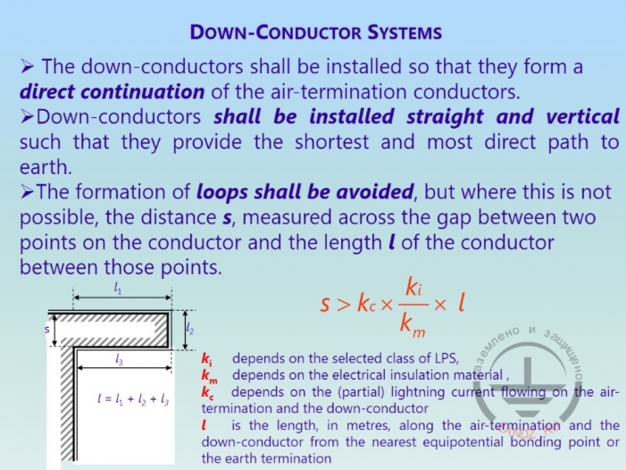 Calculation of distance between lightning rods