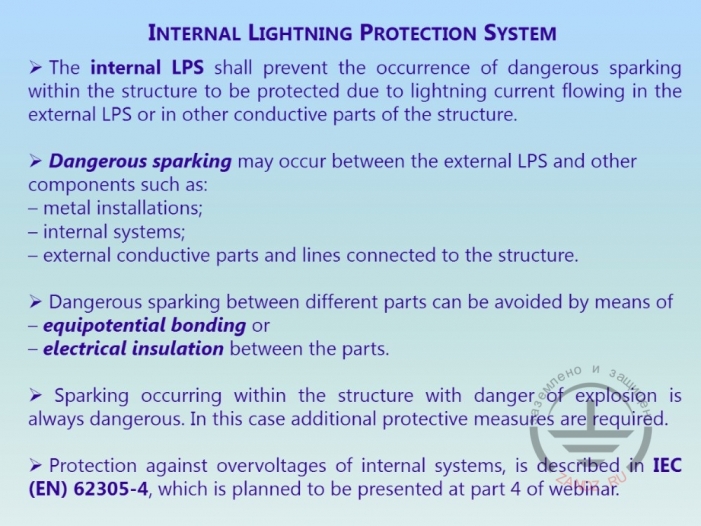 Internal lightning protection systems
