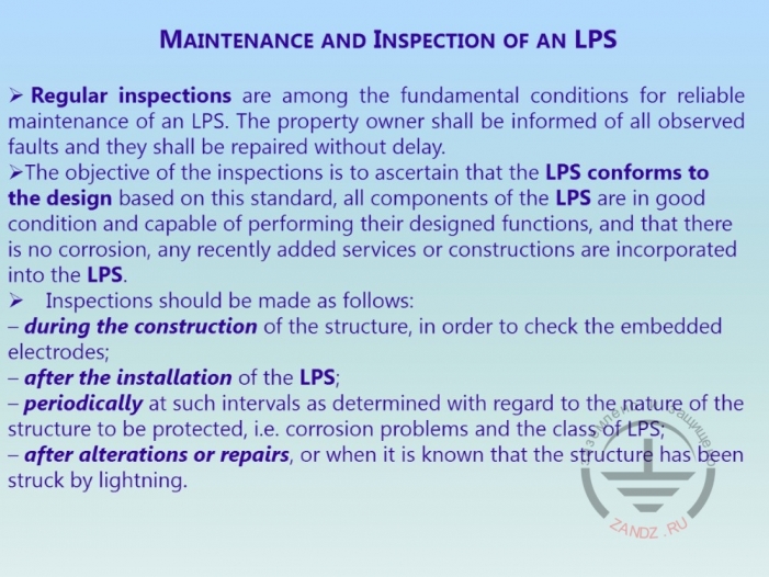 Lightning protection systems maintenance