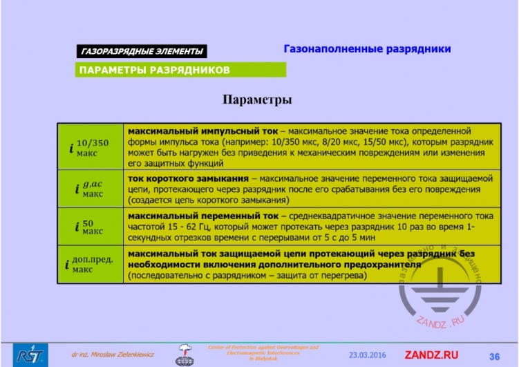 Основные параметры разрядников. Часть 3