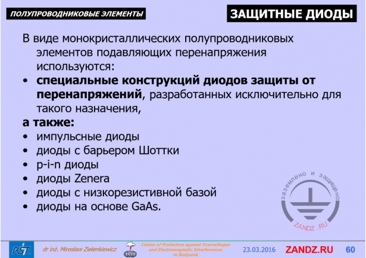 Защитные диоды. Виды