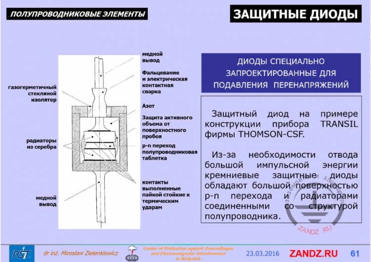 Защитный диод на примере конструкции прибора TRANSIL