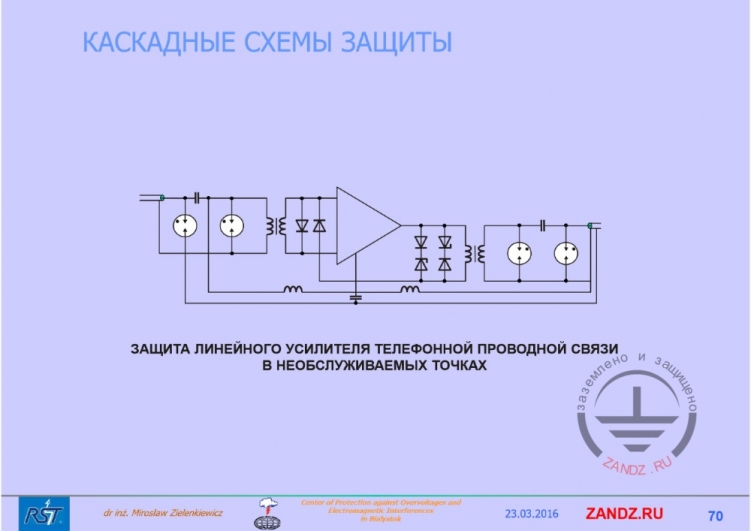 Защита линейного усилителя телефонной проводной связи
