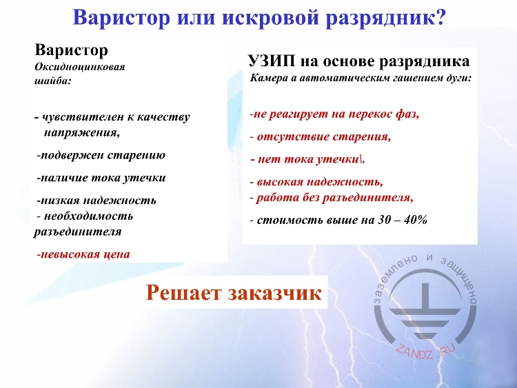 Варистор или искровой разрядник?