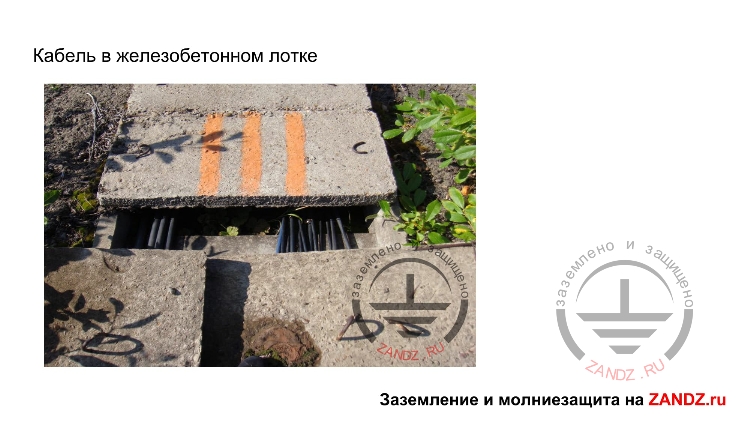Кабель в железобетонном лотке