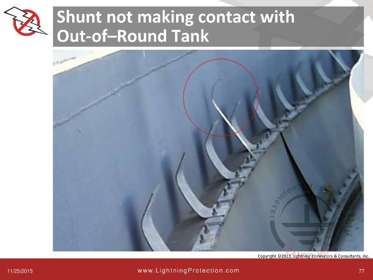 Шунты внутренней части резервуара