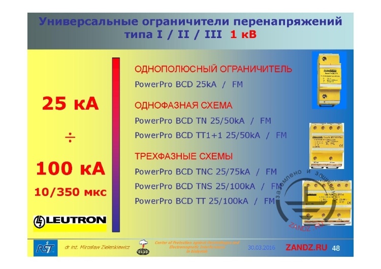 Универсальные ограничители перенапряжений типа I / II / III 1 кВ