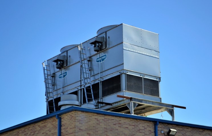 Climate control equipment on a flat roof