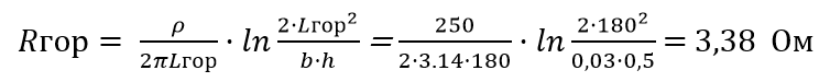 Formula for horizontal electrode resistance calculation