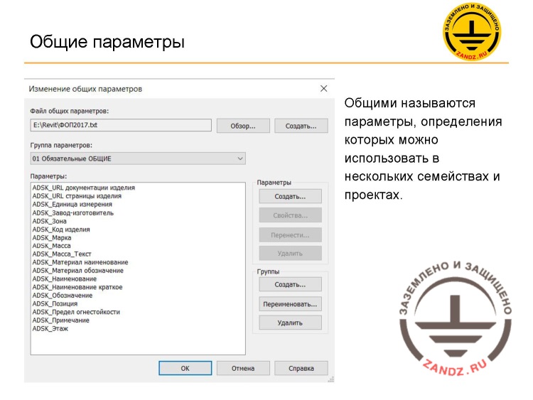 Общие параметры
