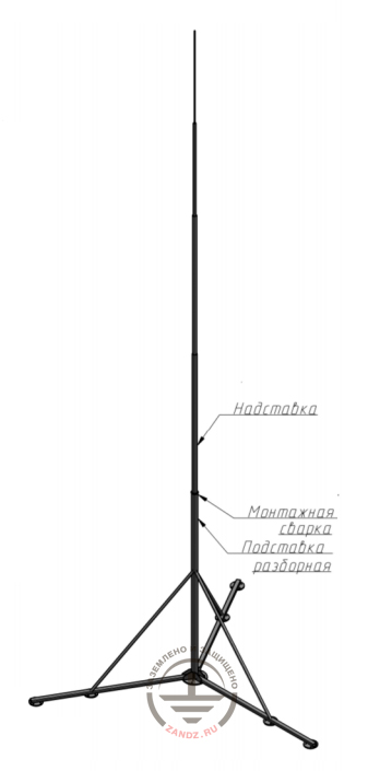 The lightning rod of 14 meters for installation on a roof