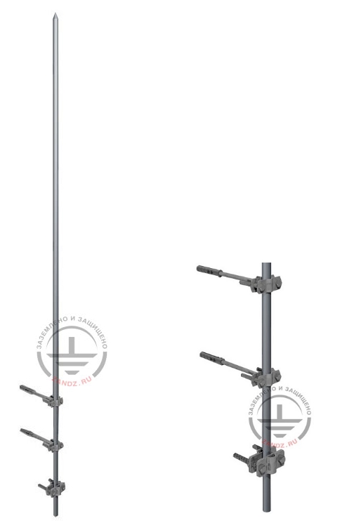Air-terminal mast for mounting to vertical surfaces