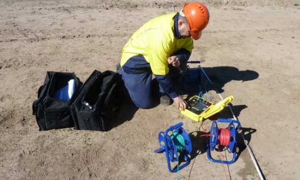 Измерение удельного сопротивления грунта