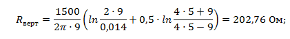 Сопротивление вертикального электрода