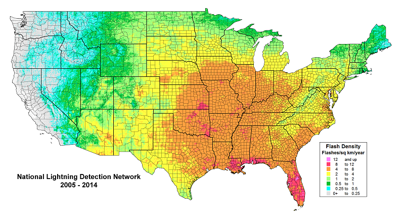 Dependence of the intensity of lightning strikes on global warming