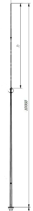 ZZ-201-010 ZANDZ Молниеприемник вертикальный 10 м (оцинк. сталь; с закладыми под фундамент)