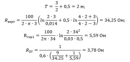 Расчет сопротивления заземляющего устройства