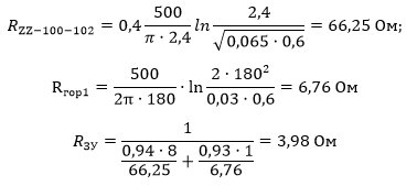 Calculation of a grounding device resistance