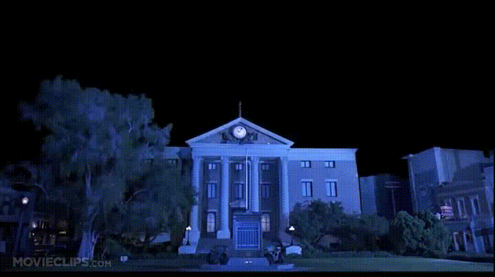 Кадры из фильма “Назад в будущее”, реж. Роберт Земекис, 1985 г.