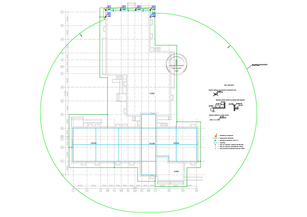 Picture 1. Layout of the lightning protection elements and ground electrode of the hospital a with mammography machine