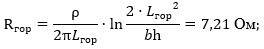 Calculation of a horizontal grounding electrode