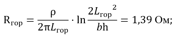 Calculation of a horizontal grounding arrangement