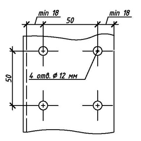 Fig. 4. Hole spacing for clamp installation